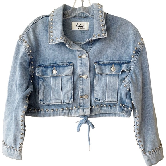 LJVE Studded Jean short jacket denim size 2 - Picture 1 of 9